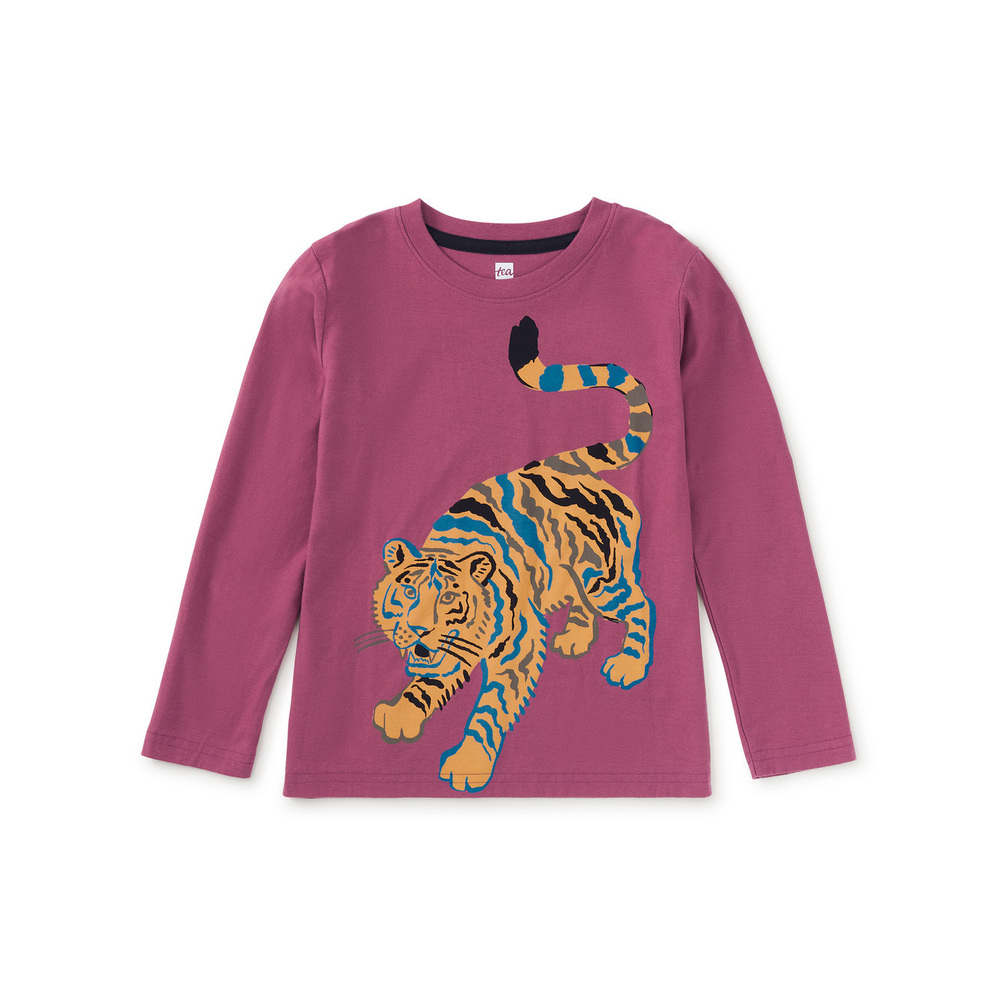 Tea Collection Boys Purple Tiger Long Sleeve T-Shirt size: 5T
